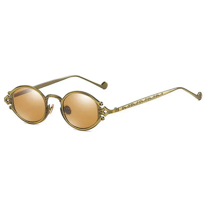 Gold Metal Sunglasses – Oval Gothic Vintage Design – Elegant Men's Accessory | Accessorio Uomo Elegante