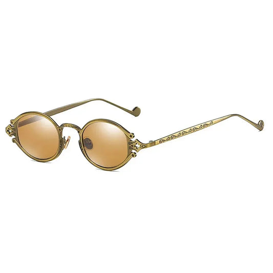 DRAVEN — Gold Metal Sunglasses – Oval Gothic Vintage Design — Sunglasses | DRAVEN
