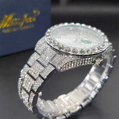 King’s Shine – Men’s Crystal Steel Watch with Calendar & Waterproof Design – Elegant Men's Accessory | Accessorio Uomo Elegante