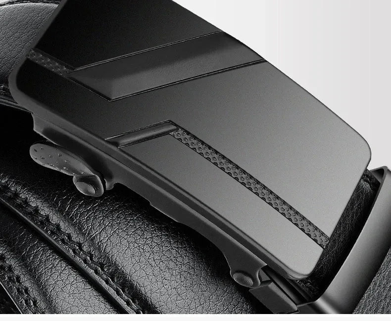 Luxury Automatic Buckle Belt Men Black Leather Design – Elegant Men's Accessory | Accessorio Uomo Elegante