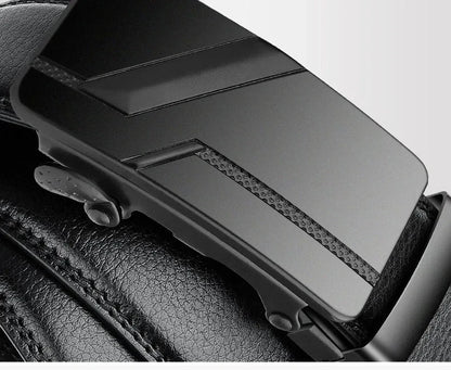 Luxury Automatic Buckle Belt Men Black Leather Design – Elegant Men's Accessory | Accessorio Uomo Elegante