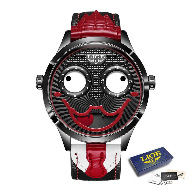 DRAVEN — Joker Spirit –  Men’s Creative Watch with Leather Strap & Waterproof Design