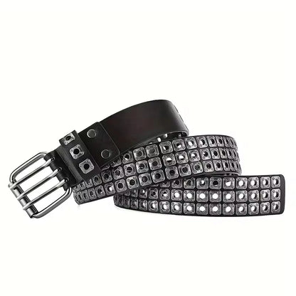 Punk Street Belt Unisex Square Beads Design – Elegant Men's Accessory | Accessorio Uomo Elegante