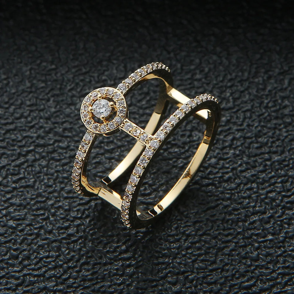 DRAVEN — 18K Gold Geometric Zircon Ring