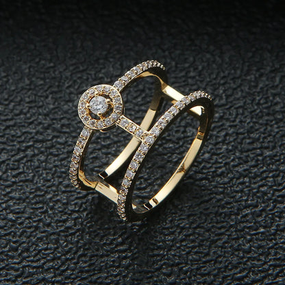 18K Gold Geometric Zircon Ring