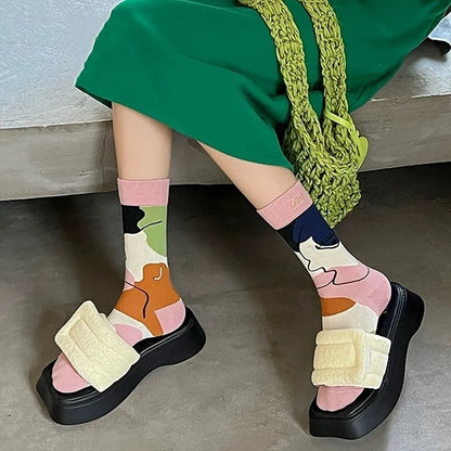 Abstract Print Mid Tube Socks – Trendy Unisex Graffiti Style