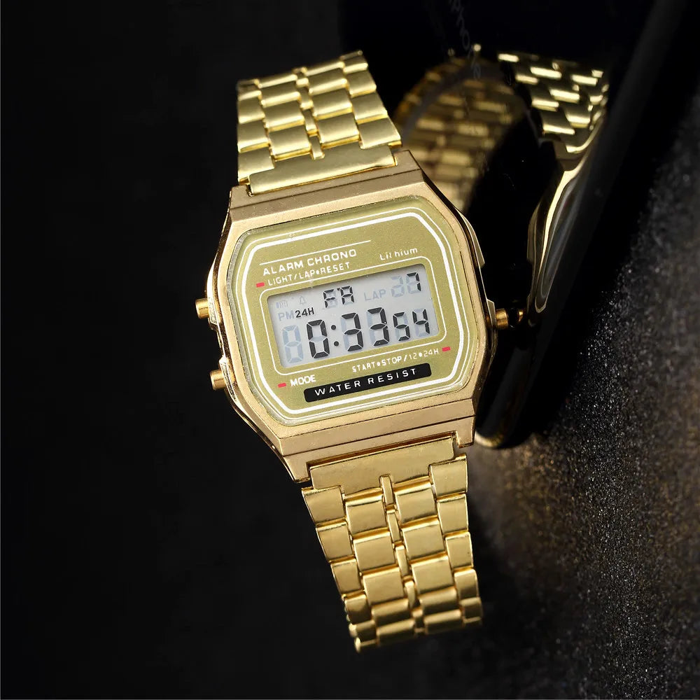 DRAVEN — Neo Pulse – 2025 Unisex Digital LED Watch in Gold Finish