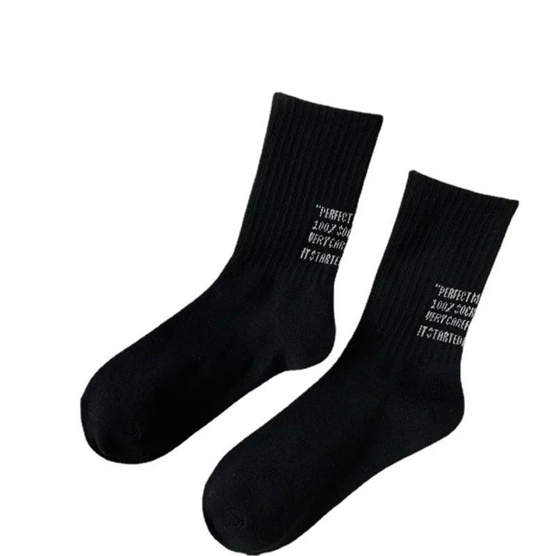 DRAVEN — Letter Cotton Socks – Trendy Unisex Sport Style