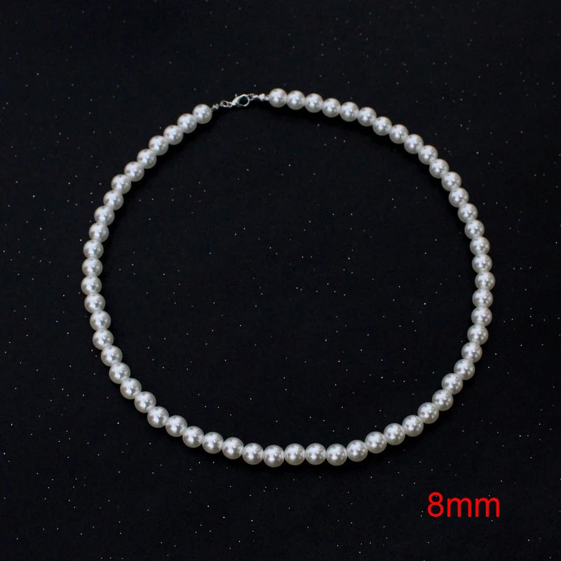 DRAVEN — Classic White Pearl Choker – Vintage Handmade Beaded Necklace for Men and Women