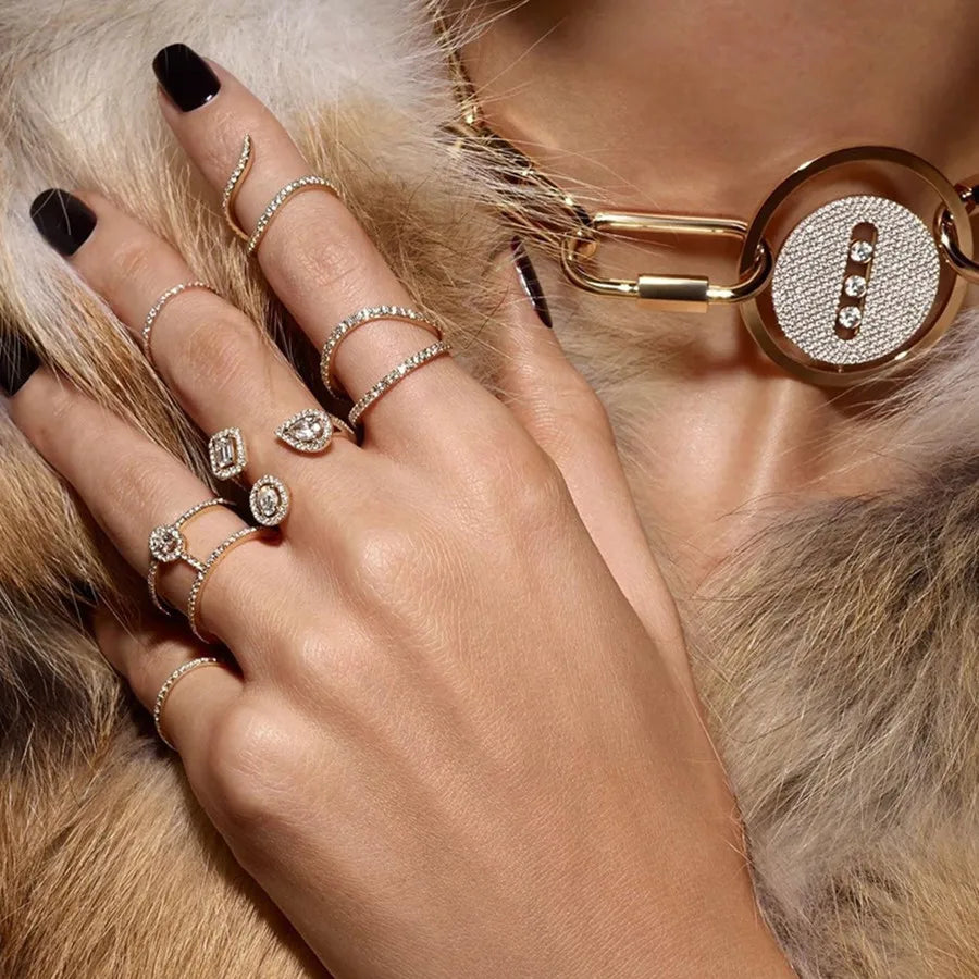 DRAVEN — 18K Gold Geometric Zircon Ring