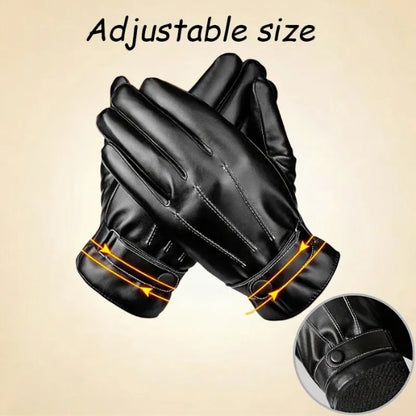 PU Leather Touchscreen Gloves – Men’s Warm Business Style