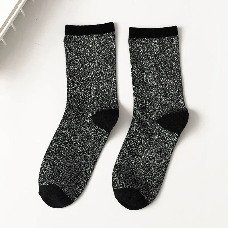 DRAVEN — Gold & Silver Glitter Socks – Women’s Korean Fashion Style