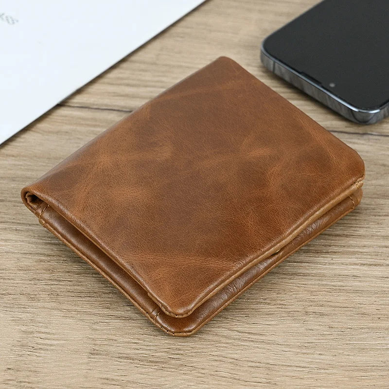 DRAVEN — Genuine Leather Short Wallet Men Soft Card Holder