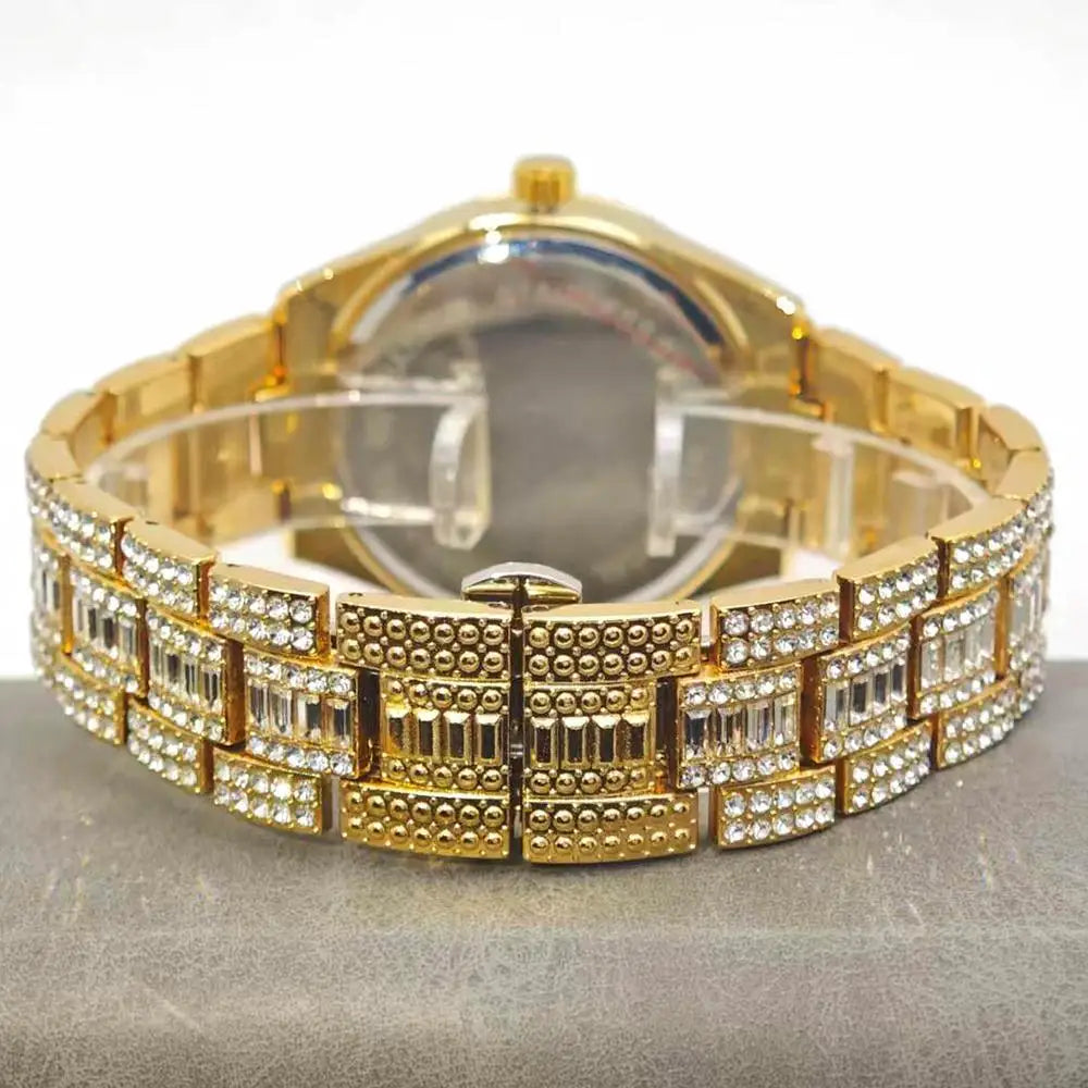 DRAVEN — Crystal Frame – Men’s Rectangle Steel Luxury Watch with Calendar