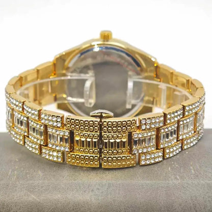 Crystal Frame – Men’s Rectangle Steel Luxury Watch with Calendar – Elegant Men's Accessory | Accessorio Uomo Elegante