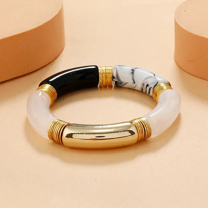 Retro Resin Stretch Bracelet – Elegant Men's Accessory | Accessorio Uomo Elegante