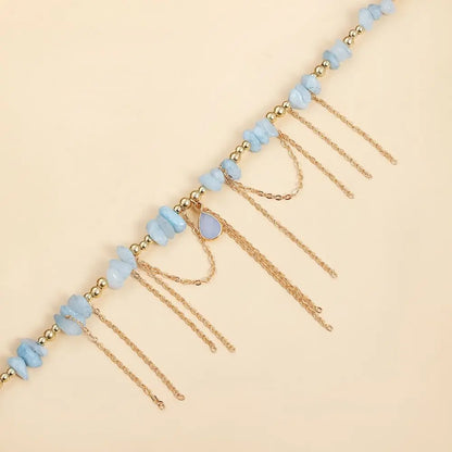 Natural Stone Water Droplet Necklace – Tassel Pendant INS Style Jewelry