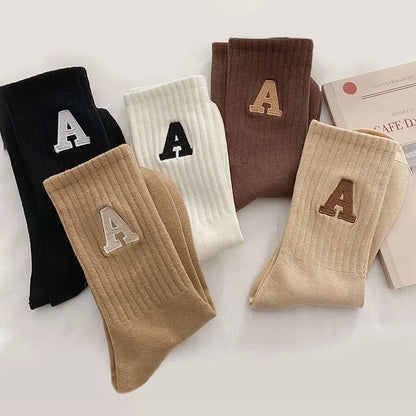 Women's Kawaii Letter A Socks – Warm Korean Style
