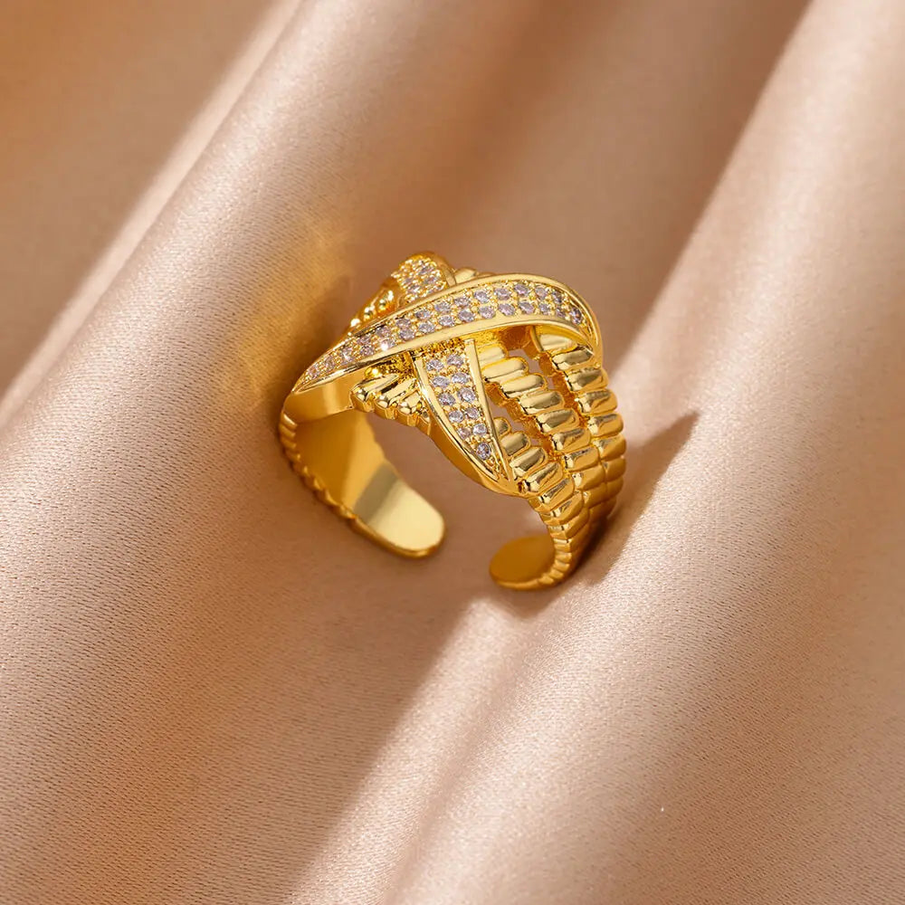DRAVEN — Gold Geometric Zircon Crystal Ring