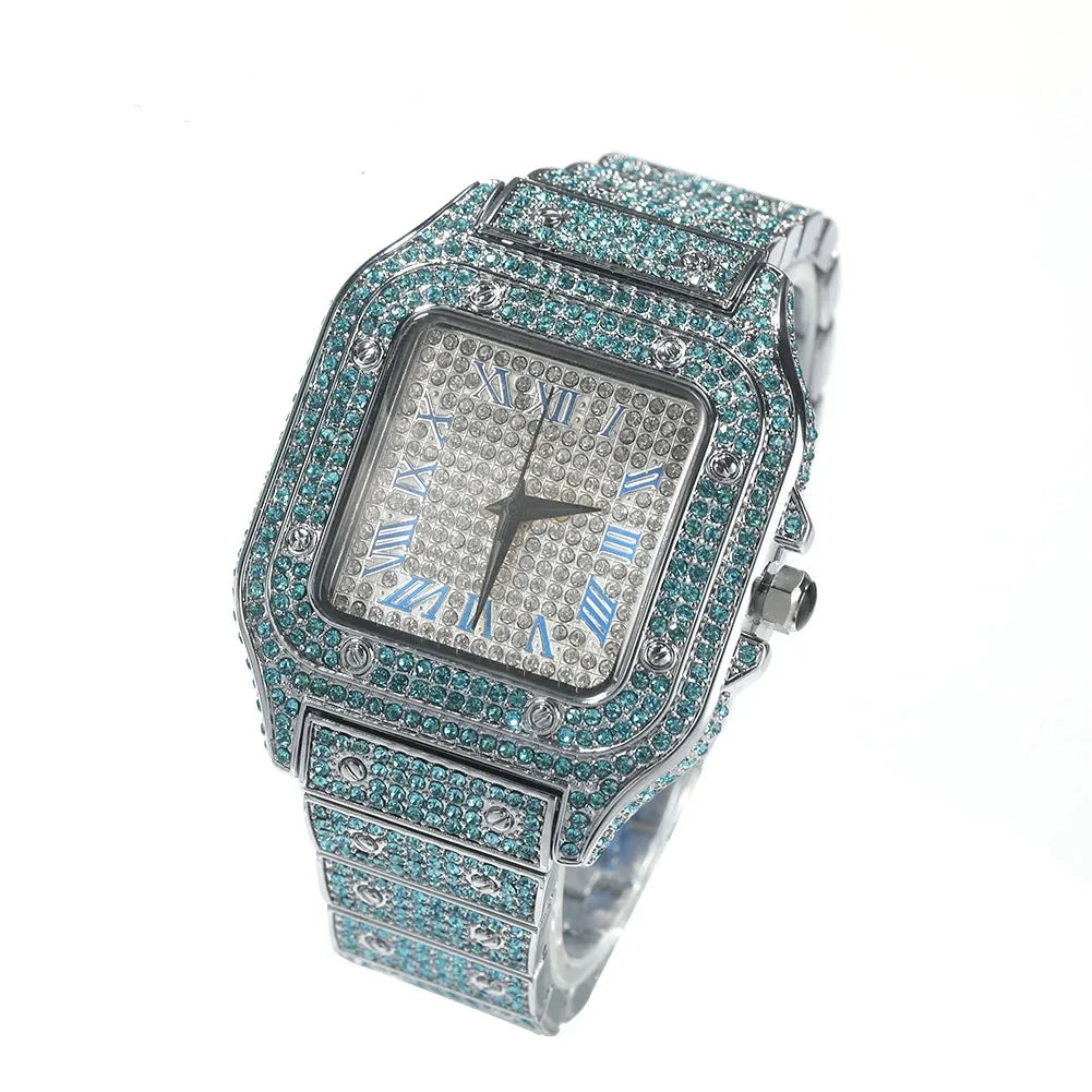 DRAVEN — Royal Frost – Men’s Blue Crystal Square Watch