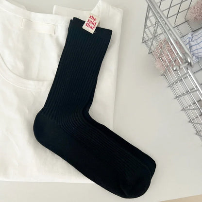 Retro Label Cotton Socks – Women’s Japanese Street Style – Elegant Men's Accessory | Accessorio Uomo Elegante