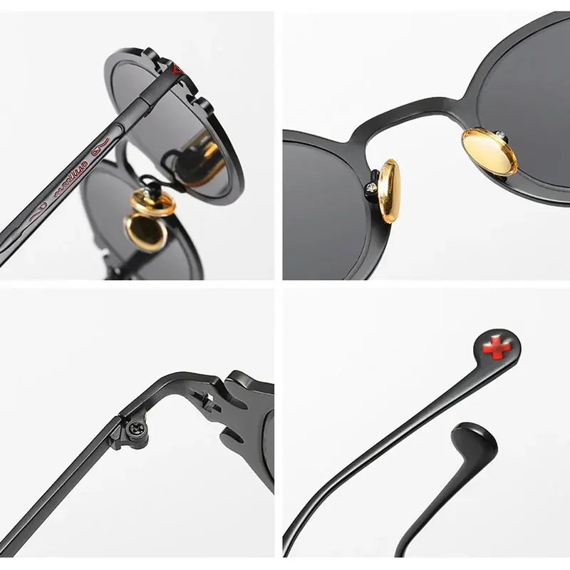 DRAVEN — Gold Metal Sunglasses – Oval Gothic Vintage Design