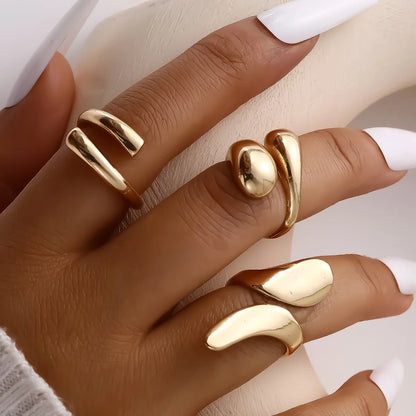 Irregular Geometric Gold Silver Ring Set – Elegant Men's Accessory | Accessorio Uomo Elegante