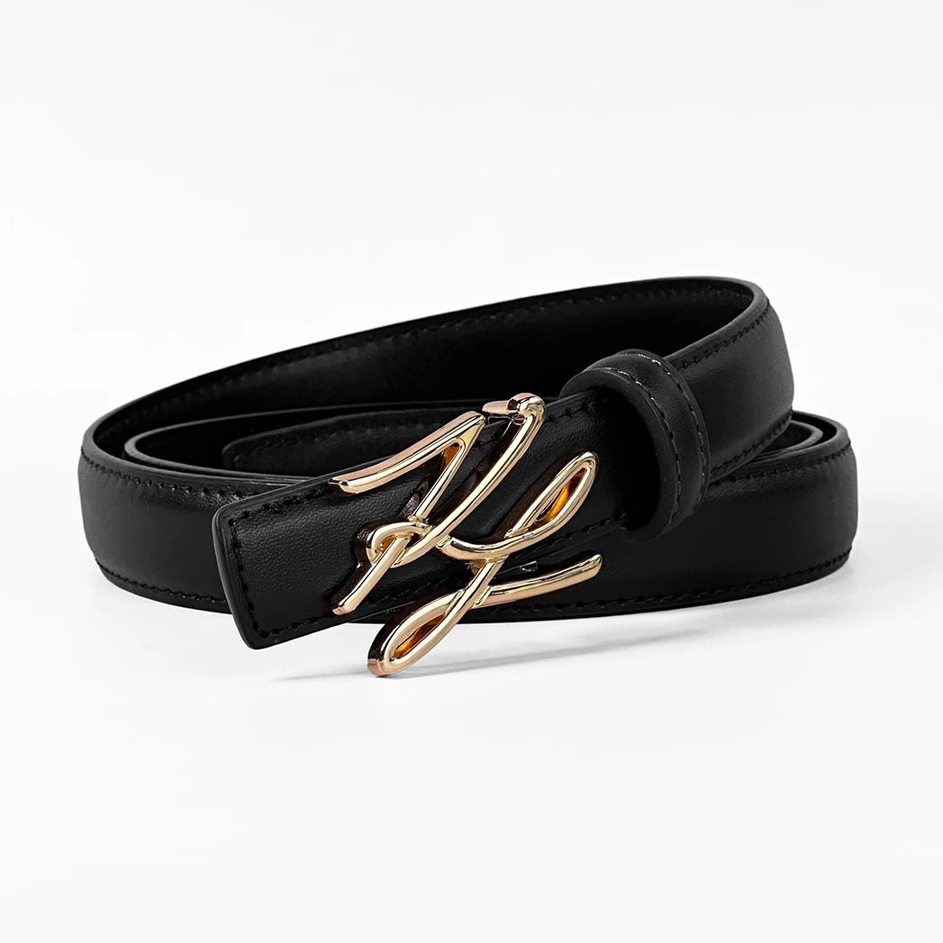 DRAVEN — Women's PU Leather Belt Linear Letter Alloy Buckle