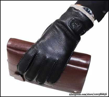 High-End Deerskin Leather Gloves – Unisex Luxury Winter Style