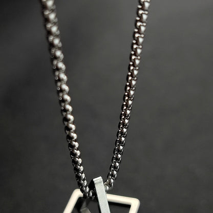 Geometric Triangle Couple Necklace – Stainless Steel Jewelry for Men and Women