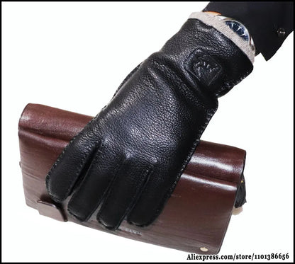 High-End Deerskin Leather Gloves – Unisex Luxury Winter Style
