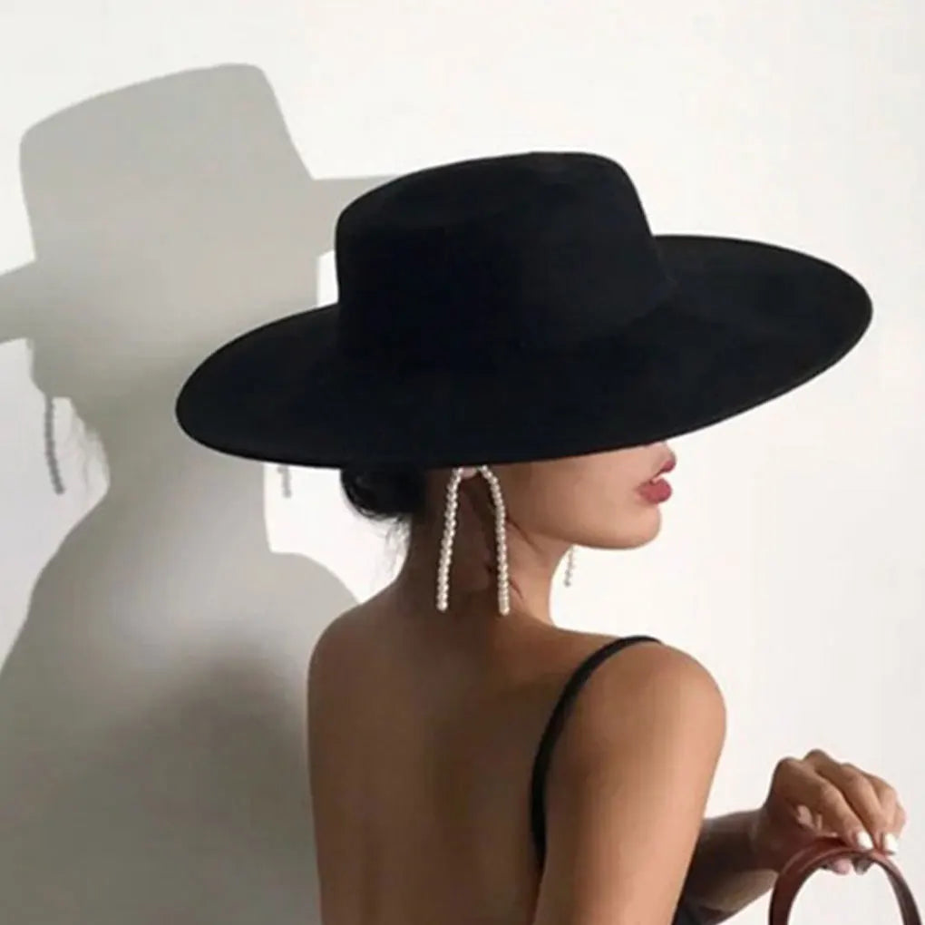 DRAVEN — Classic Black Felt Fedora – Wide Brim Vintage Hat