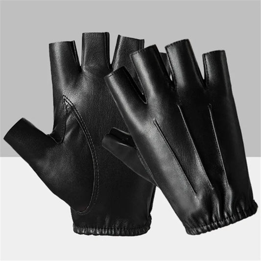 DRAVEN — PU Leather Fingerless Gloves – Unisex Tactical Street Style — Gloves | DRAVEN