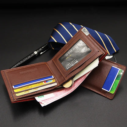 Luxury PU Leather Wallet Men Slim Short Design – Elegant Men's Accessory | Accessorio Uomo Elegante