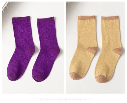 Gold & Silver Glitter Socks – Women’s Korean Fashion Style
