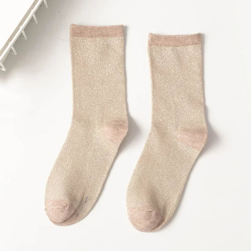 DRAVEN — Gold & Silver Glitter Socks – Women’s Korean Fashion Style