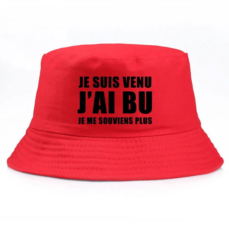 DRAVEN — Reversible “Je Suis Venu J’ai Bu” Bucket Hat – Trendy Summer Style