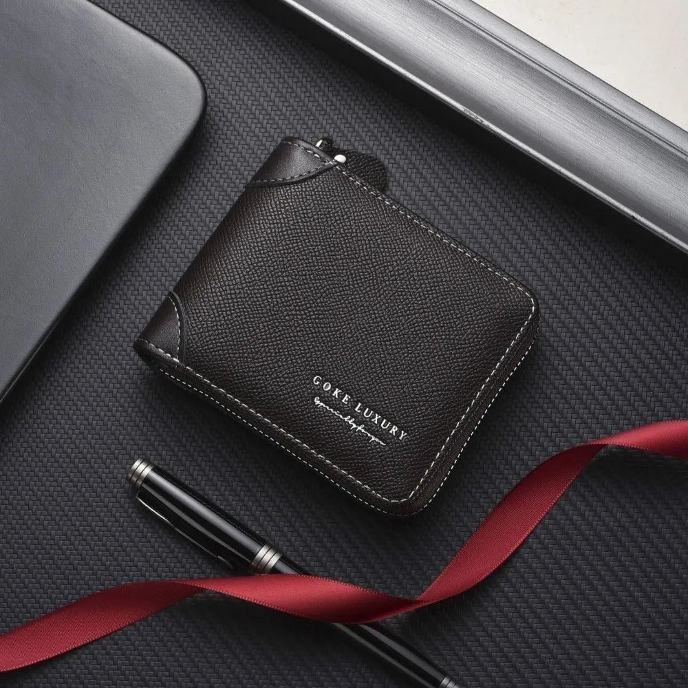DRAVEN — Luxury PU Leather Wallet Men Zipper Foldable Design