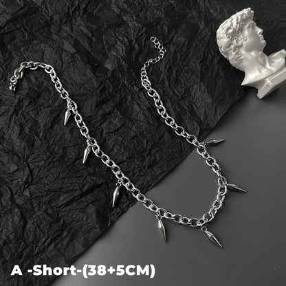 Rivet Cone Pendant Necklace – Titanium Steel Punk Jewelry for Men and Women