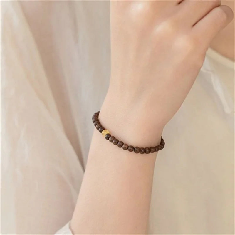 Natural Sandalwood Beaded Bracelet – Elegant Men's Accessory | Accessorio Uomo Elegante