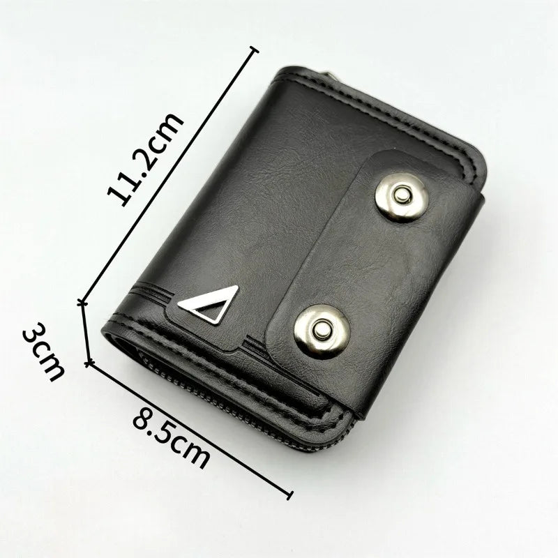 DRAVEN — Retro Leather Wallet Men Short Zipper Multi Slot Design