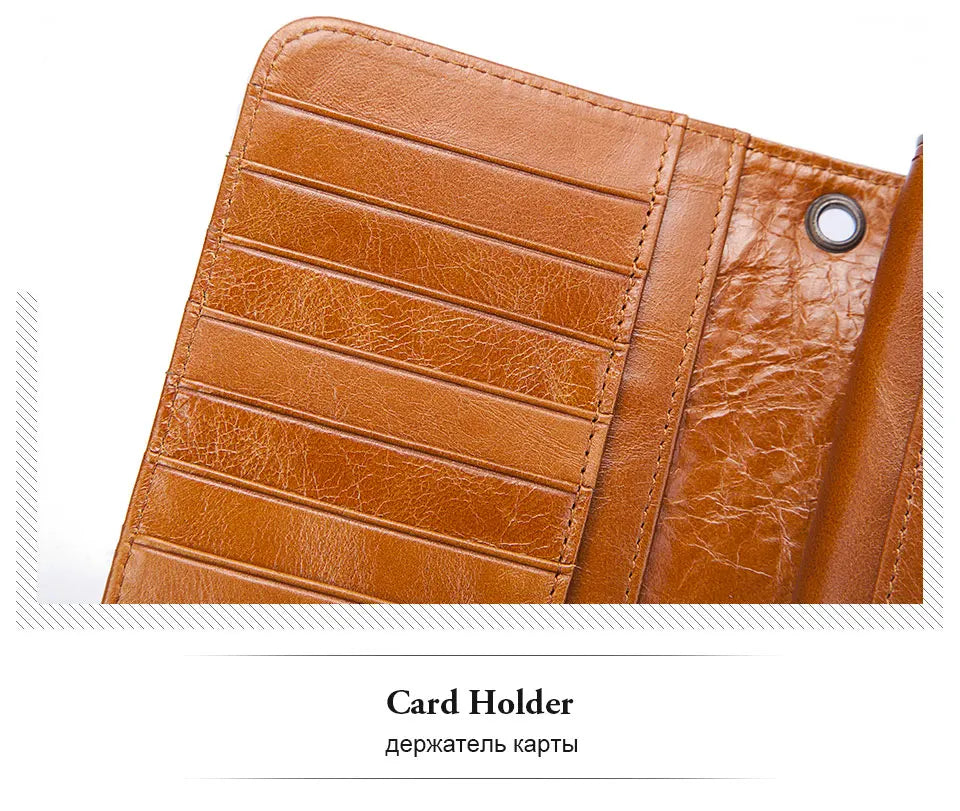 Luxury Cowhide Leather Wallet Women Long Multifunction Design – Elegant Men's Accessory | Accessorio Uomo Elegante