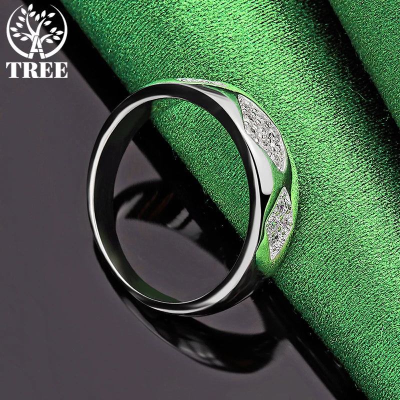 Rhombus Zircon Sterling Silver Ring – Elegant Men's Accessory | Accessorio Uomo Elegante