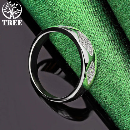 Rhombus Zircon Sterling Silver Ring – Elegant Men's Accessory | Accessorio Uomo Elegante