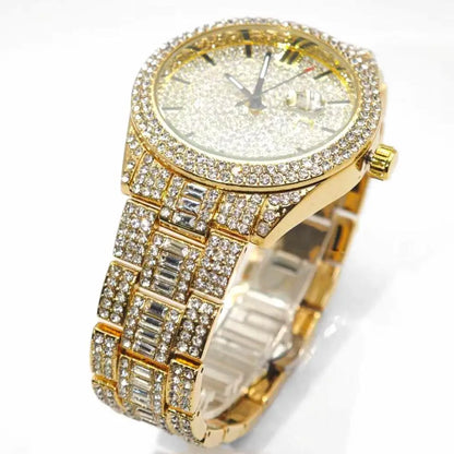 Crystal Frame – Men’s Rectangle Steel Luxury Watch with Calendar – Elegant Men's Accessory | Accessorio Uomo Elegante