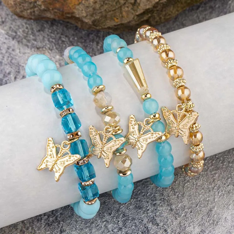 DRAVEN — 4-Piece Butterfly Beaded Bracelet Set