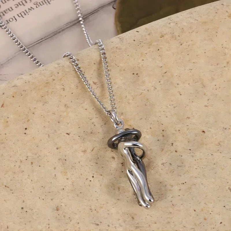 DRAVEN — Embrace Couple Pendant Necklace – Punk Hug Jewelry for Men and Women