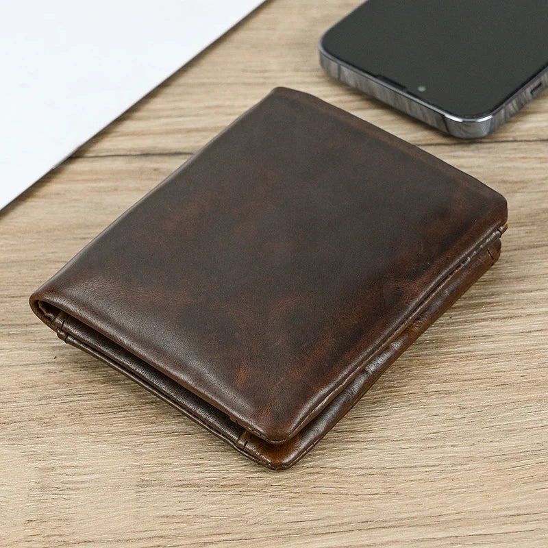 DRAVEN — Genuine Leather Short Wallet Men Soft Card Holder
