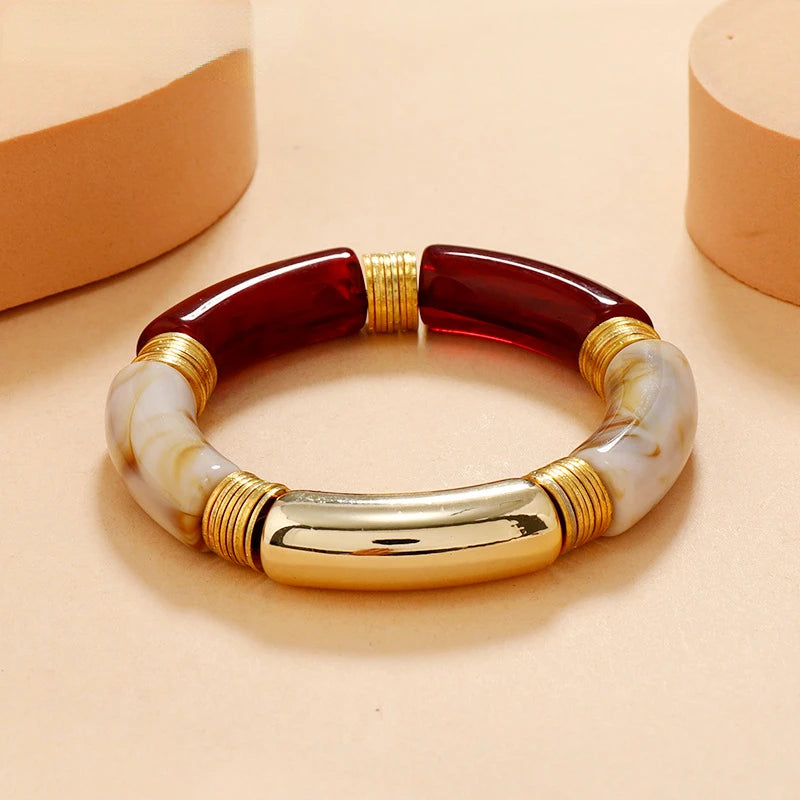 Retro Resin Stretch Bracelet – Elegant Men's Accessory | Accessorio Uomo Elegante