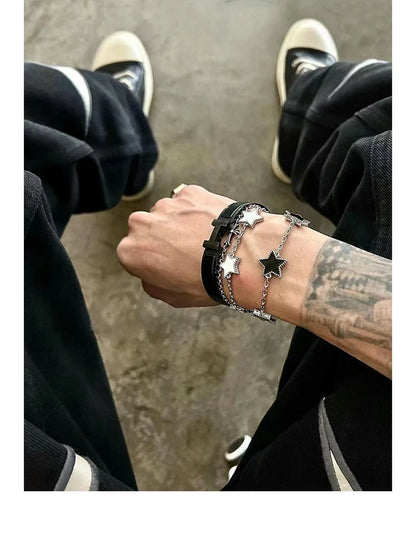 Retro Pentagram Drip Bracelet – Elegant Men's Accessory | Accessorio Uomo Elegante